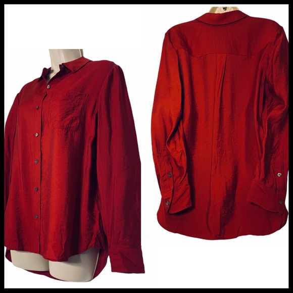 NWOT WESTBOUND Red Button-Down Long Sleeve Shirt S - Picture 4 of 7